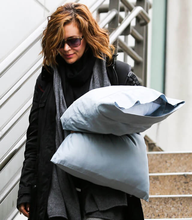 celebrity with pillow